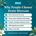 BNH Brain Blossom - Suplemento para Memoria y Enfoque con Azafrán, Ginseng y Cúrcuma, 180 Cápsulas