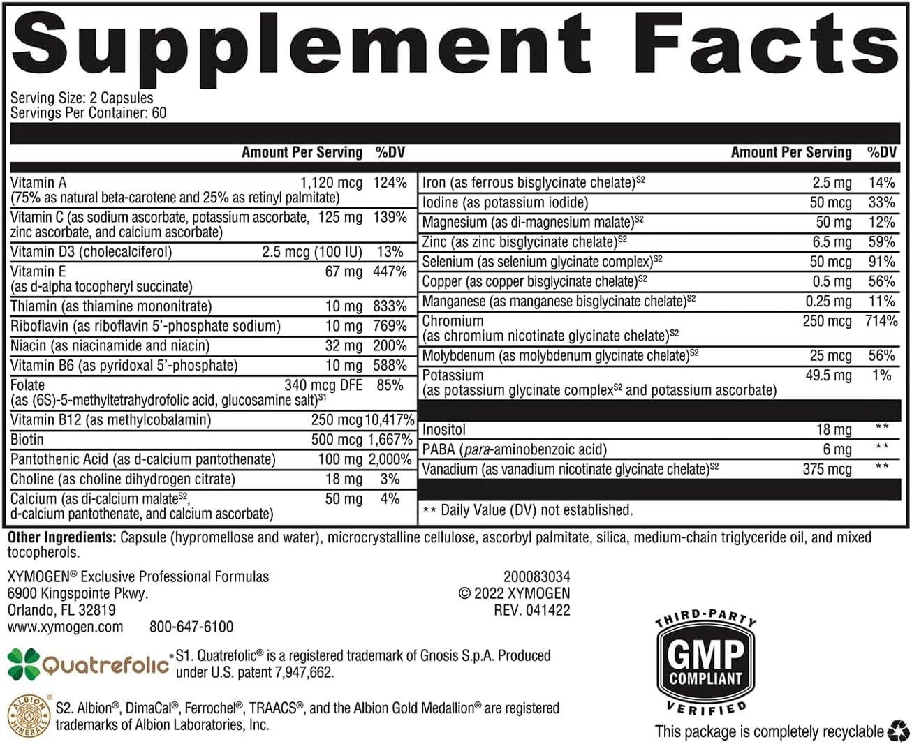 XYMOGEN ActivNutrients - Fórmula Multivitamínica y Multimineral - Apoyo para Bienestar, Inmunidad y Energía - Vitaminas B Activas y Minerales Quelados - Vegetariano, No OGM y Sin Gluten - 120 Comprimidos