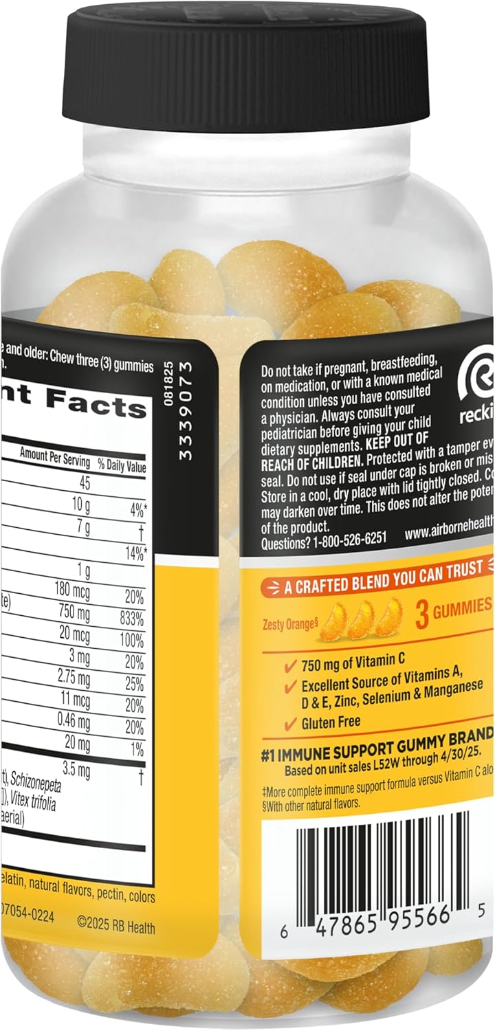 Airborne Immune Support Gummies, Orange Flavor, 42 Count