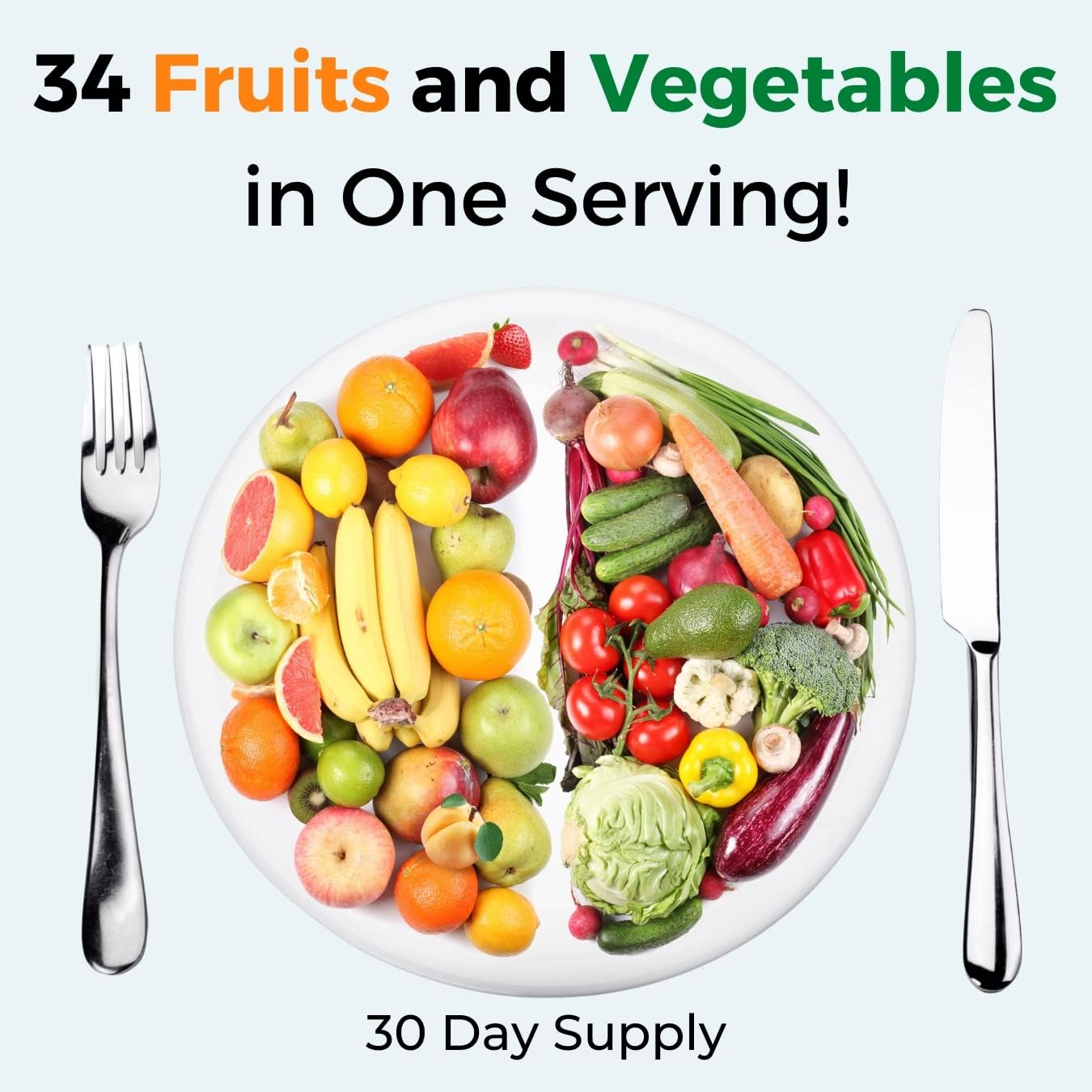 Medical Miracles Suplemento de Frutas y Verduras - 90 Cápsulas de Verduras y 90 de Frutas (180 Total) - Superalimentos Integrales