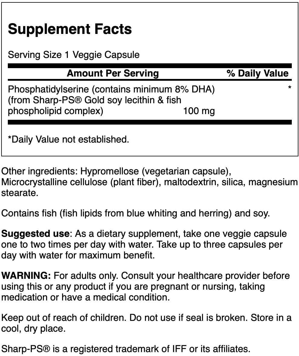 Swanson Fosfatidilserina Conjugada con DHA 100 mg, 30 Cápsulas