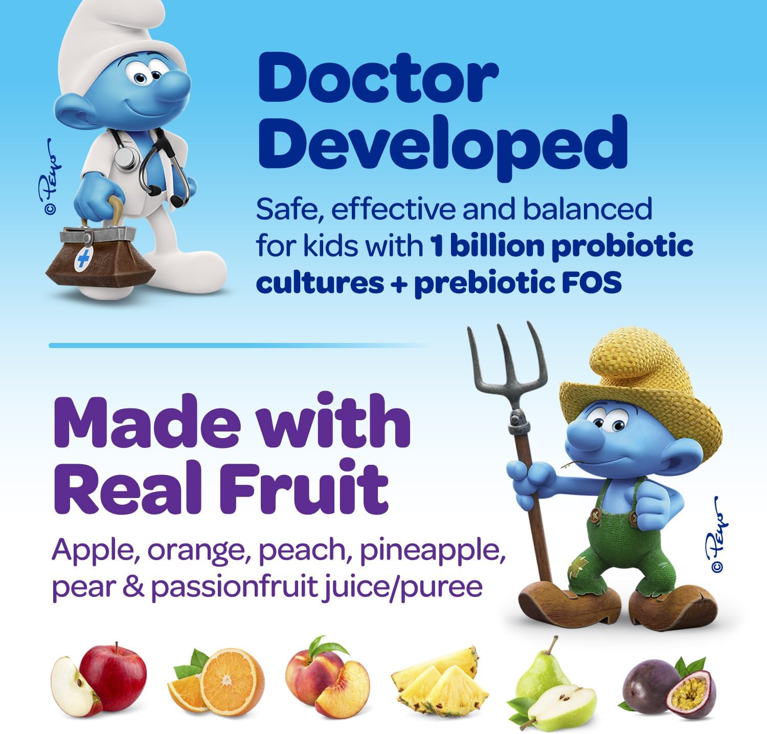 The Smurfs Focus Gummies para Niños - Gominolas de Concentración con Fosfatidilserina - Apoyo a la Atención y Memoria - 80 unidades