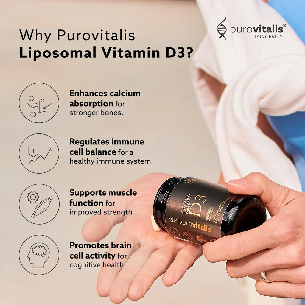 PUROVITALIS Vitamina D3 Liposomal 2000 UI - 60 Cápsulas Veganas