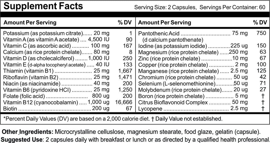 Cápsulas Ultra-Vites de Vitaminas/Minerales de Alta Potencia (120)