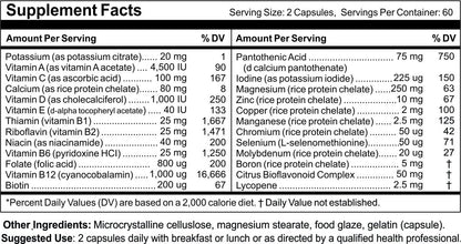 Ultra-Vites High Potency Vitamin/Mineral Capsules (120) – Image 2