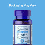 Puritan's Pride Biotina 10.000 mcg, 100 Cápsulas Blandas de Liberación Rápida