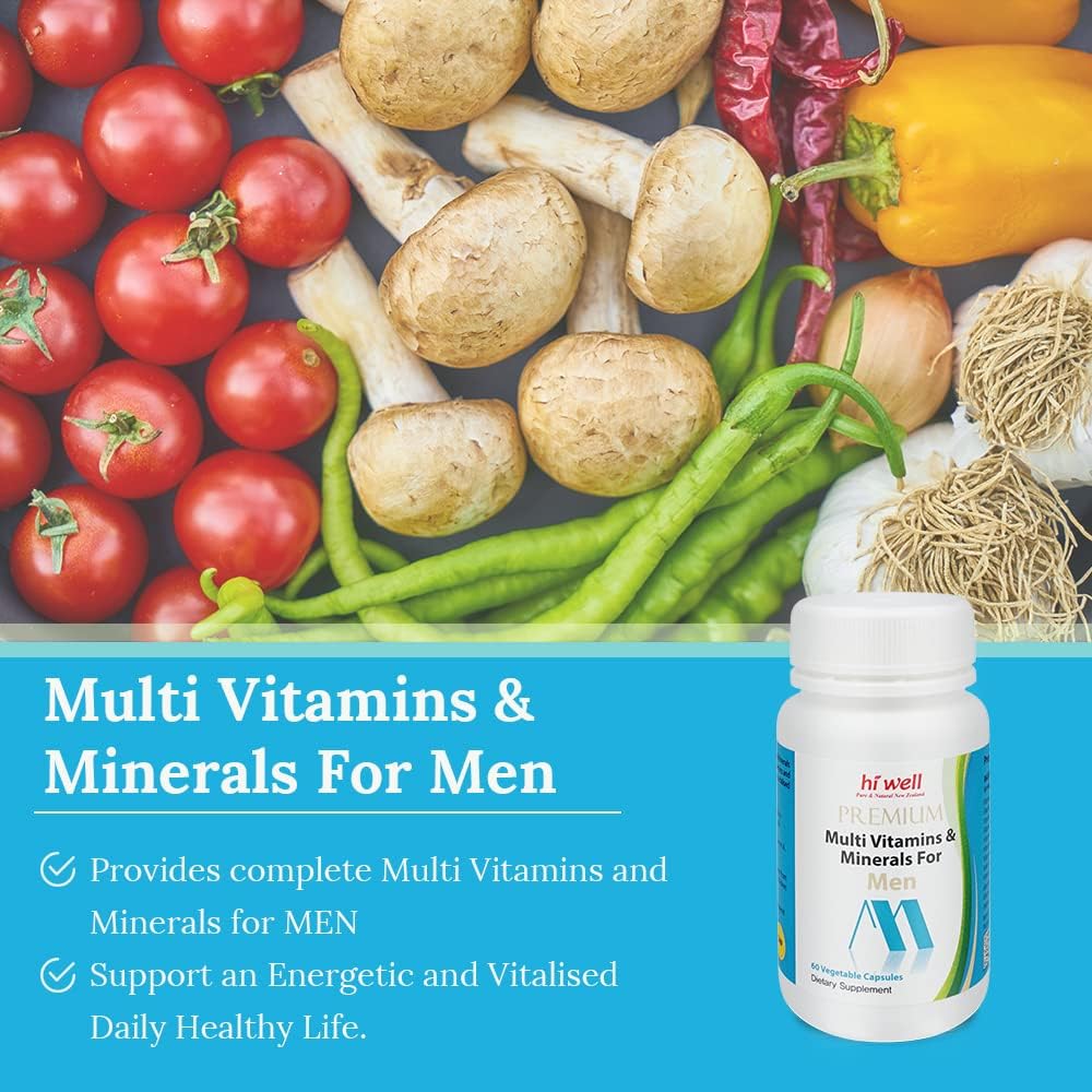 Hi Well Premium Multivitaminas y Minerales para Hombres, 60 Cápsulas Vegetales