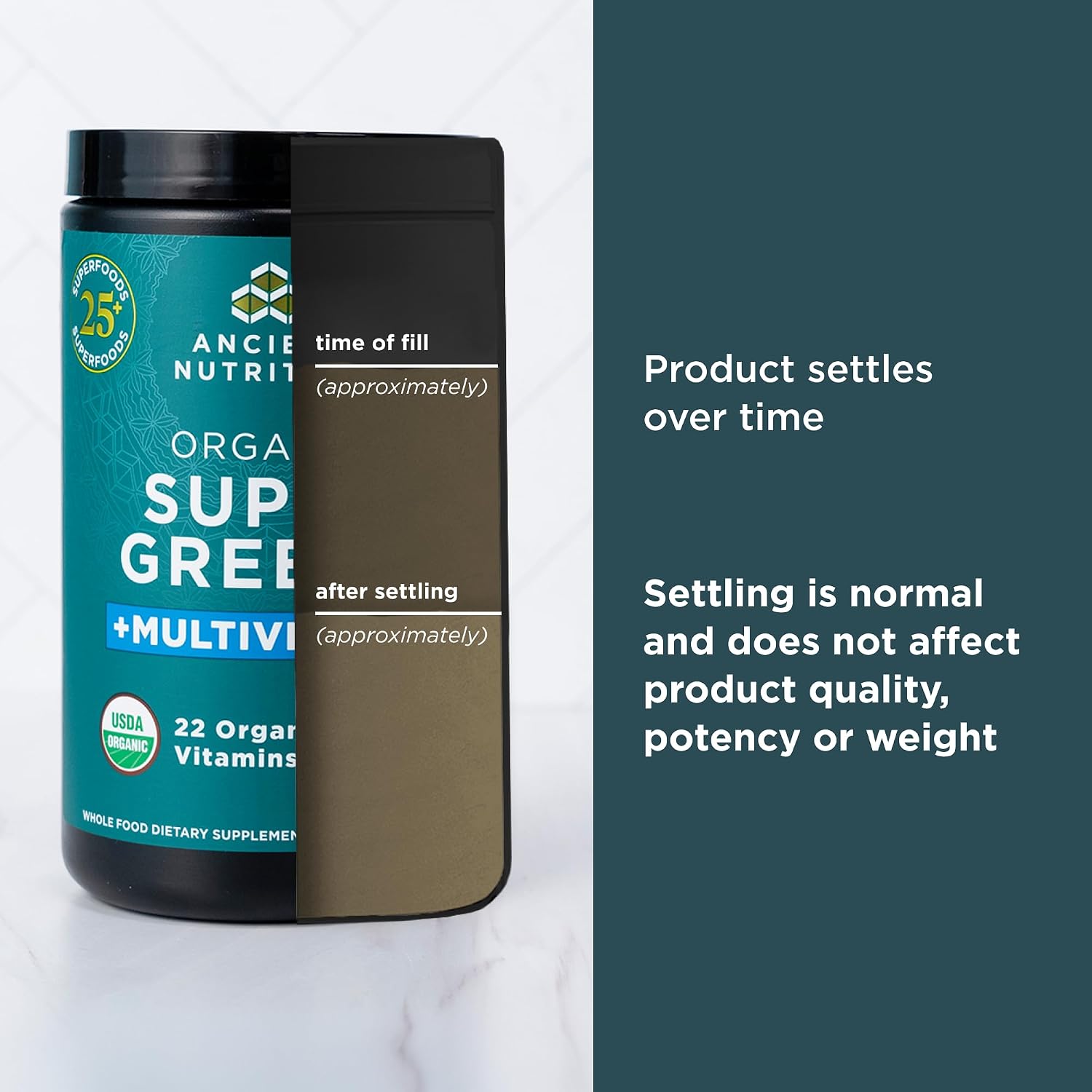 Ancient Nutrition Polvo de Vitaminas con Supergreens Orgánico - 25 Servicios