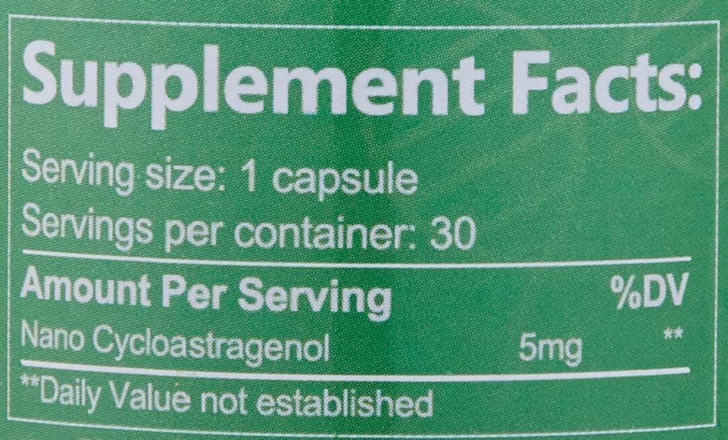 CAW Suplemento de Telómeros con Cicloastragenol Nano 5mg – 30 Cápsulas Entéricas