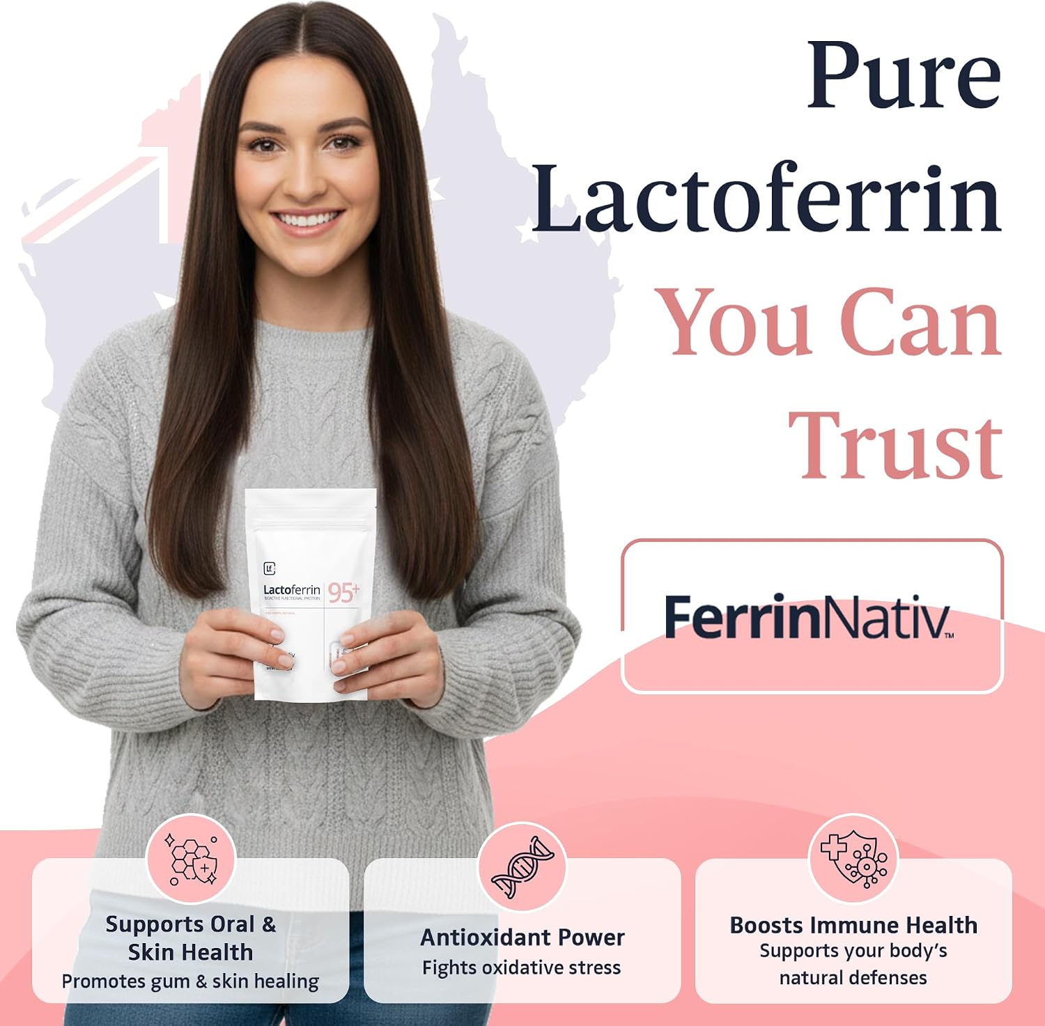 Lactoferrina en Polvo 250g – 95%+ Pura Bovino Australiano de Pasto