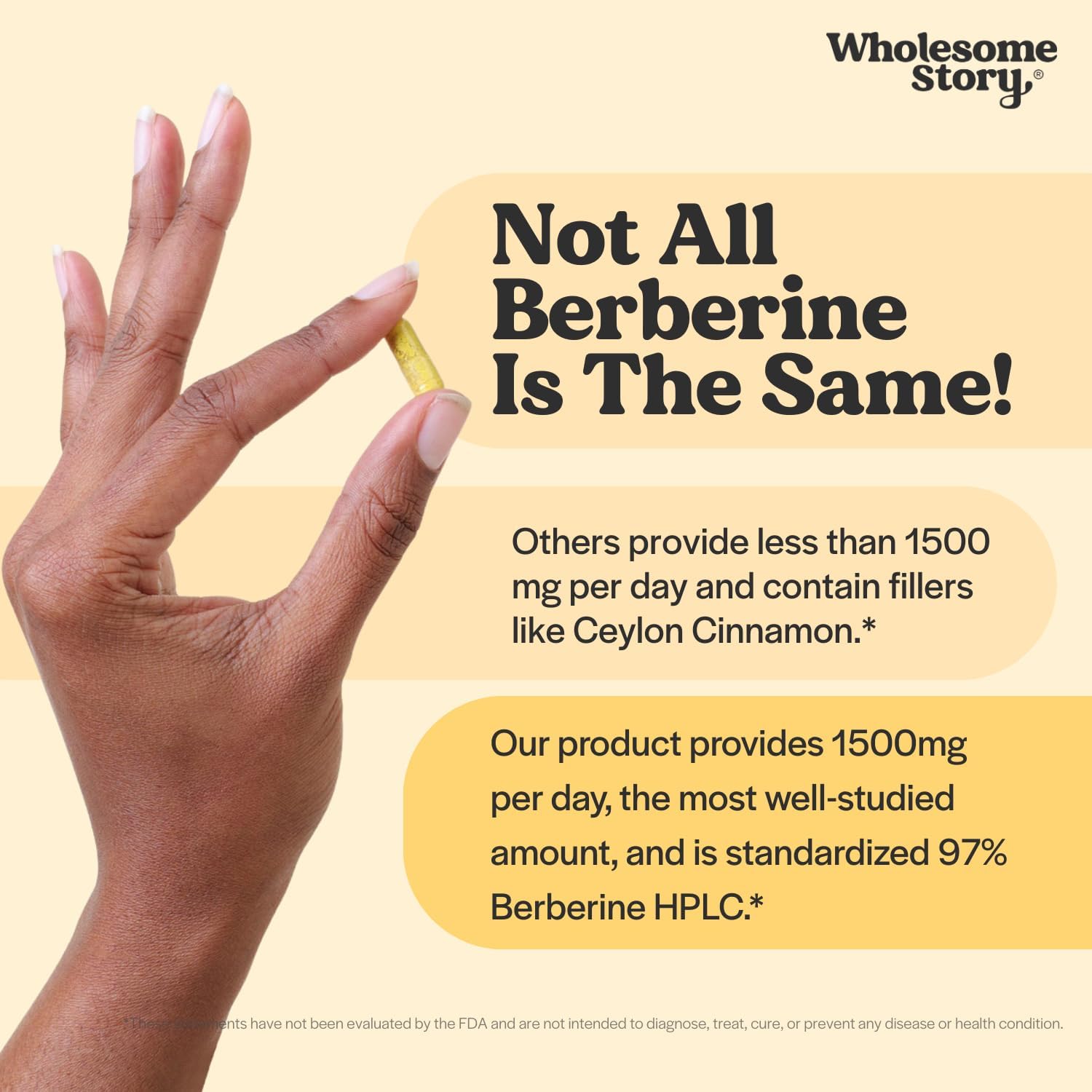 Wholesome Story Berberina 1500mg - 90 Cápsulas de Berberina HCL con 97% de Pureza Estandarizada