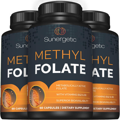 Sunergetic Premium Methyl Folate Supplement – with Methylated Vitamin B12 and Vitamin B6 – Metabolically Active Folate as – Image 5