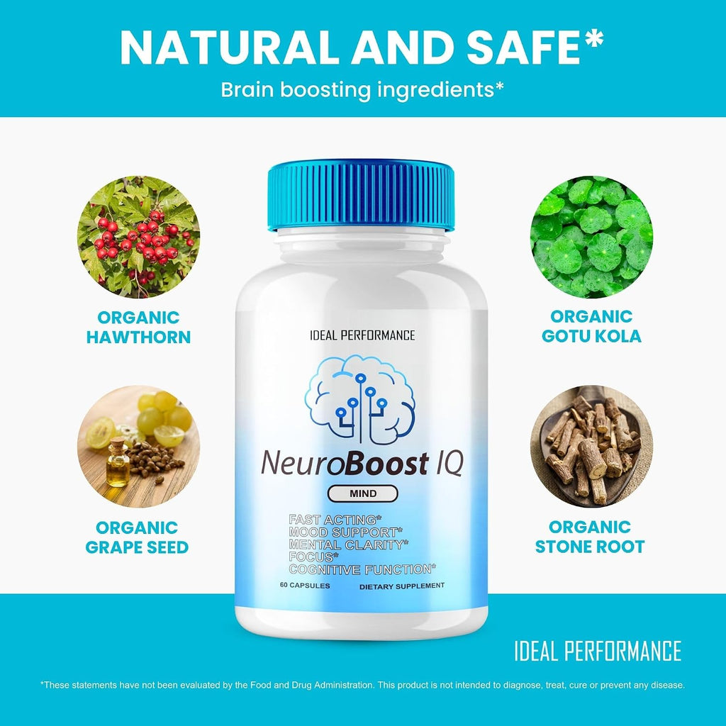 Neuro Boost IQ - Suplemento para la concentración y memoria (120 Cápsulas, 2 Envases)