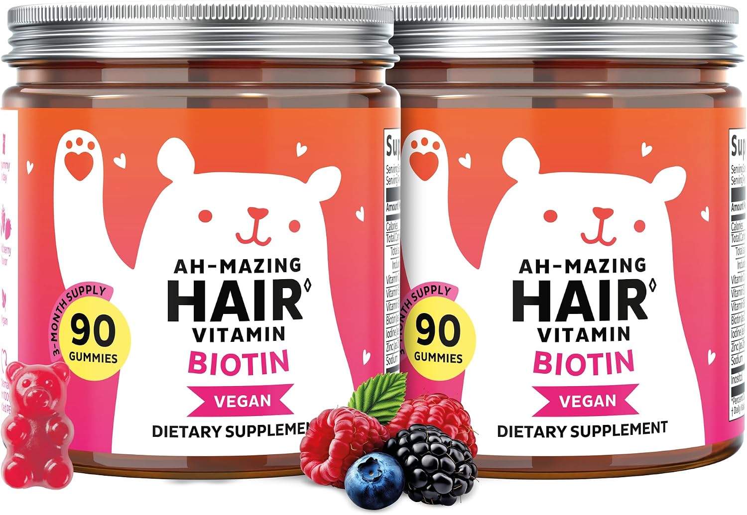 Gominolas de Biotina 5.000 mcg con Vitaminas C y E - 60 Unidades Veganas