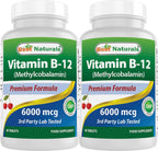 Best Naturals Vitamina B12 como Metilcobalamina 6000 mcg – 60 Comprimidos Sublinguales (Paquete de 2)