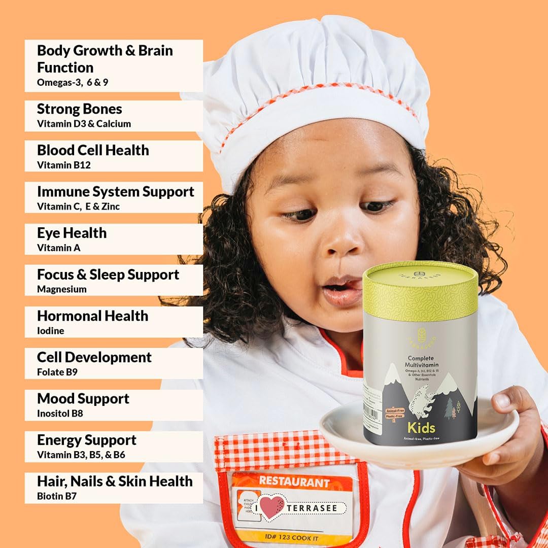 Gominolas Multivitamínicas Completas para Niños - con Omega 3,6,9, Vitamina B12, Ácido Fólico, Yodo, Vitamina C, Zinc - Multivitamínico Diario Vegano Premium para Niños 2+ (60 Gominolas)