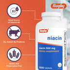 Rugby Niacina 500mg - Vitamina B3 - 1.000 Comprimidos (Envase de 2)