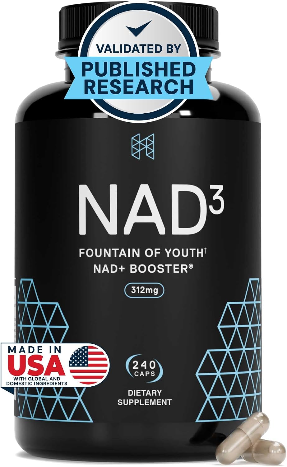 HPN NAD3 Clinical - Potenciador de NAD+ para Salud Celular y Energía Natural, 120 Cápsulas