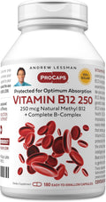 ANDREW LESSMAN Vitamin B12 250 mcg – 180 Capsules – Protected Methylcobalamin