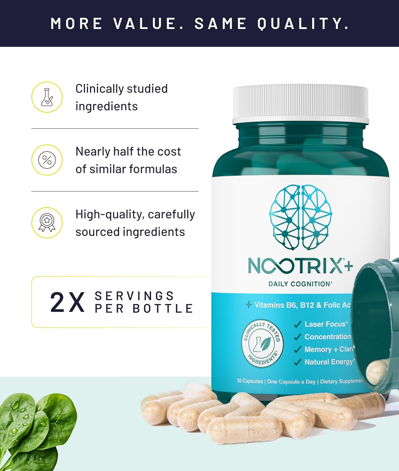 Nootrix Brain Plus - Suplemento Nootrópico con Vitaminas B (30 Cápsulas)
