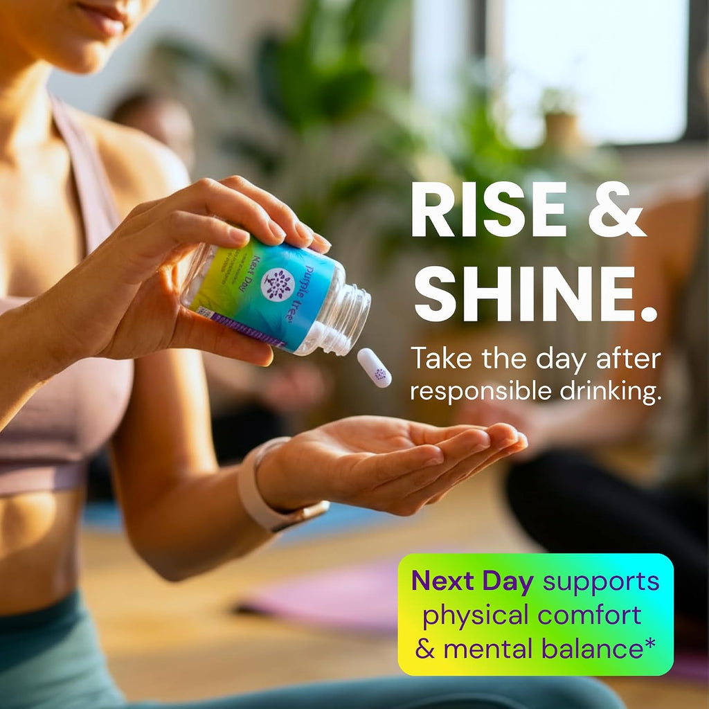 Purple Tree Next Day – Suplemento Post-Fiesta con Ashwagandha KSM-66, Cardo Mariano, Vitaminas y Minerales | 90 Cápsulas
