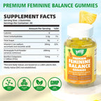 Saajoor Premium Feminine Balance Gummies - Gominolas para la Salud Femenina con Probióticos y Vitamina C, Sabor Piña Hawaiana, 60 Gominolas Veganas