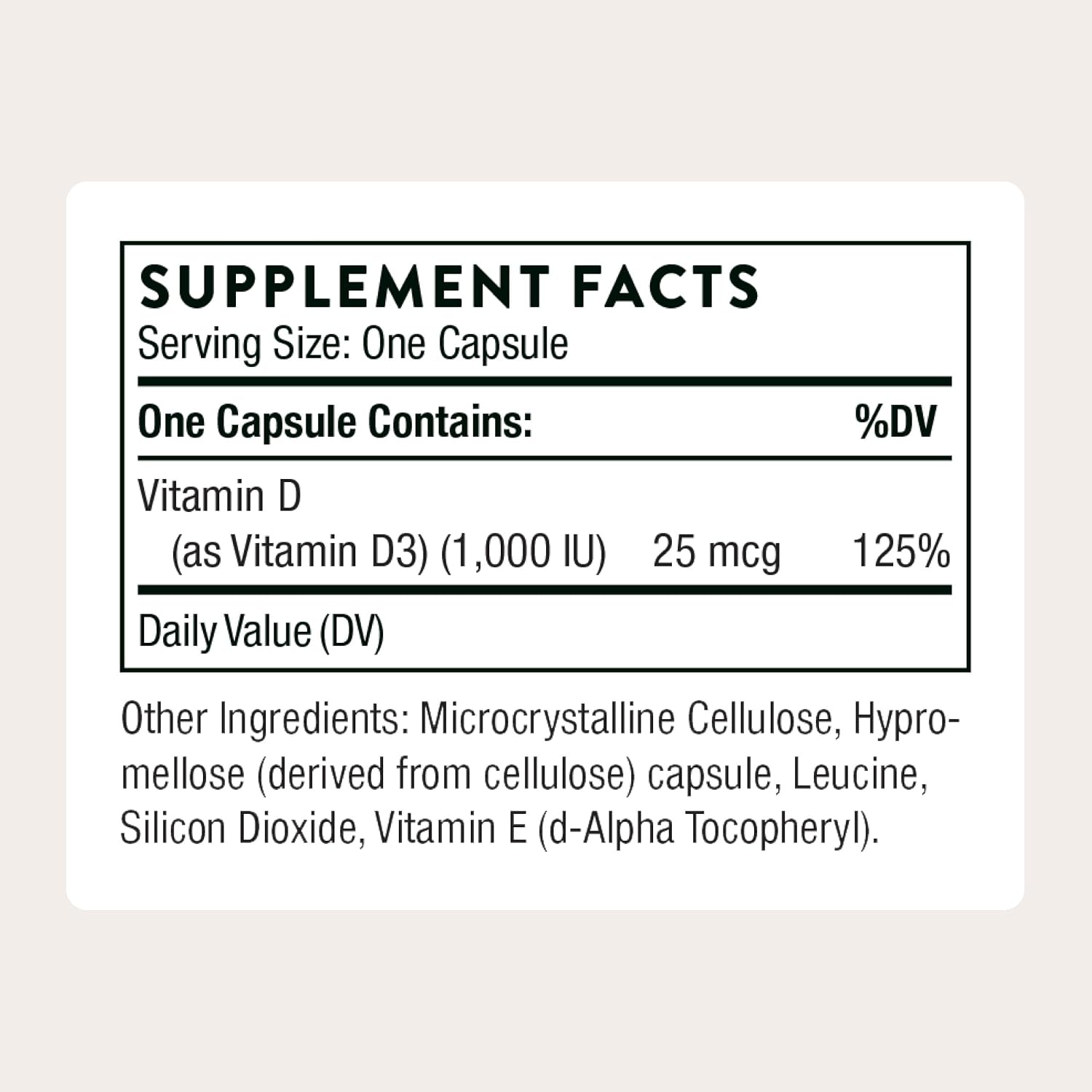 THORNE Vitamina D3 1000 UI - 90 Cápsulas - Complemento Alimenticio