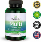Swanson Multi Sin Hierro Multivitamínico Diario para Adultos - 120 Cápsulas (Pack de 2)