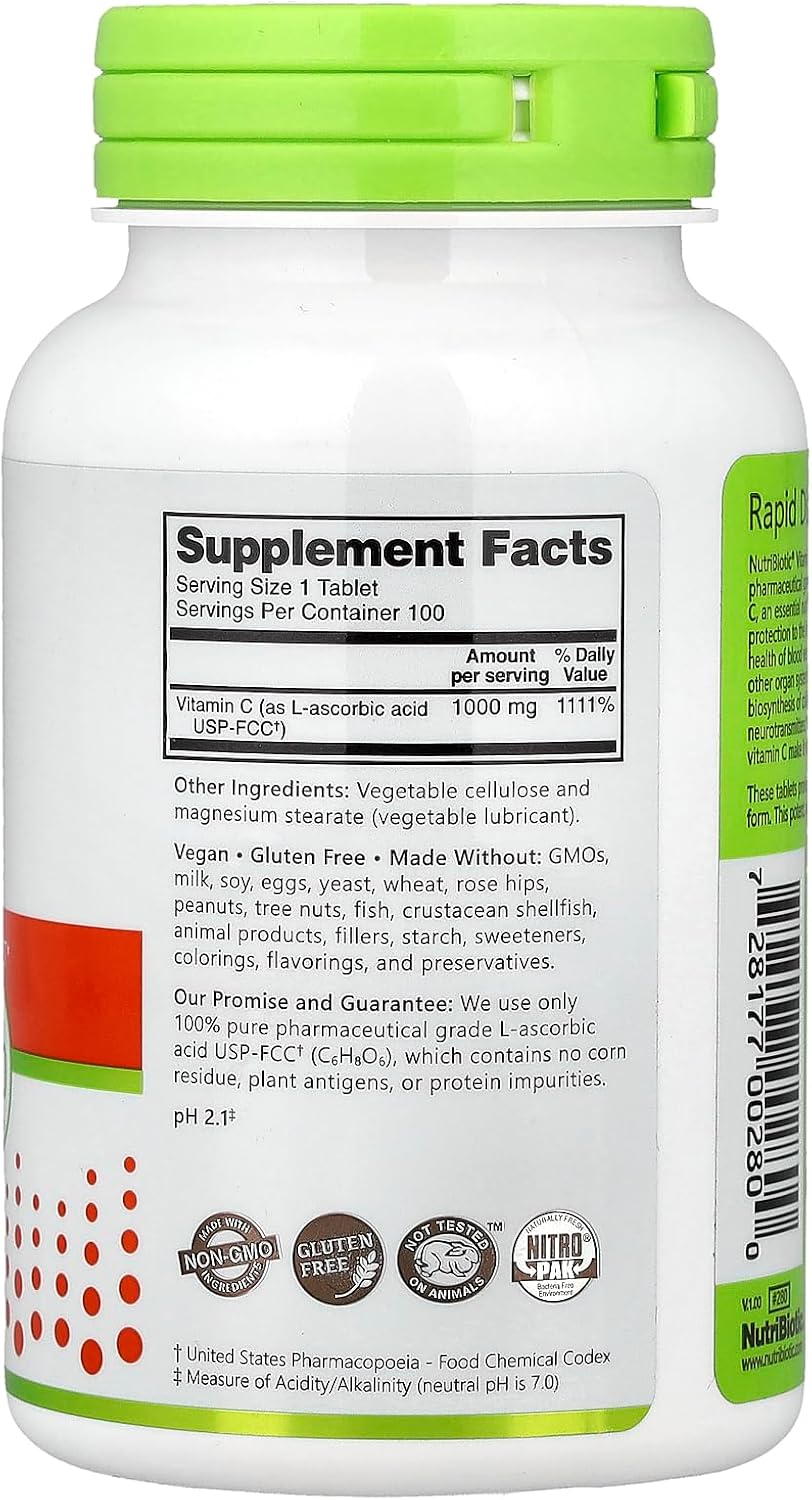 NutriBiotic Vitamina C 1000 mg, 100 Comprimidos