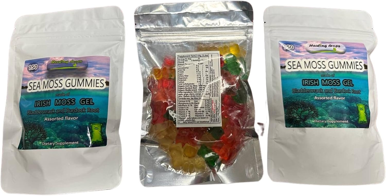 Sea Moss Gummies - Irish Sea Moss con Bladderwrack y Burdock Root | Vegano y Orgánico