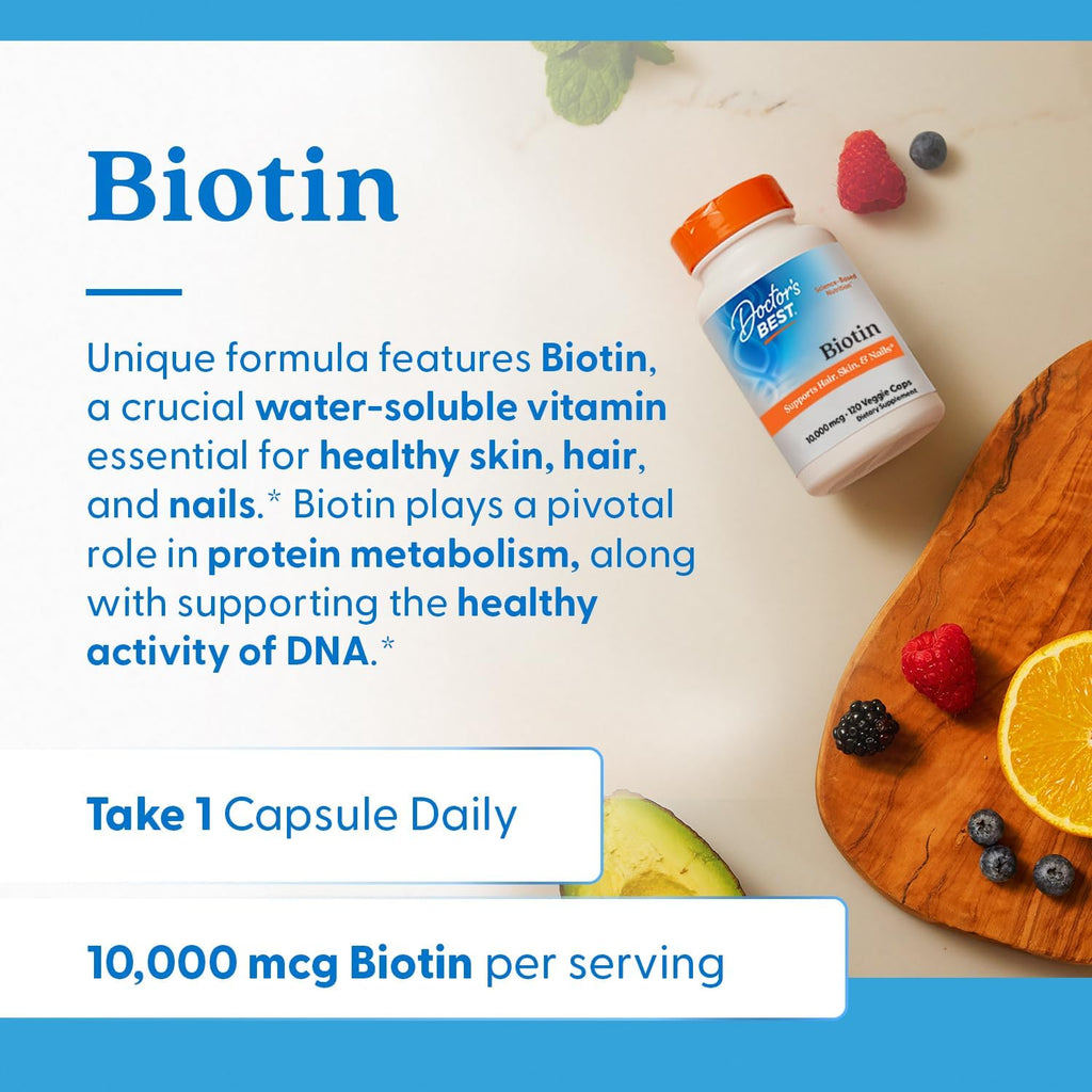 Doctor's Best Biotina 10000 mcg - 120 Cápsulas Veganas