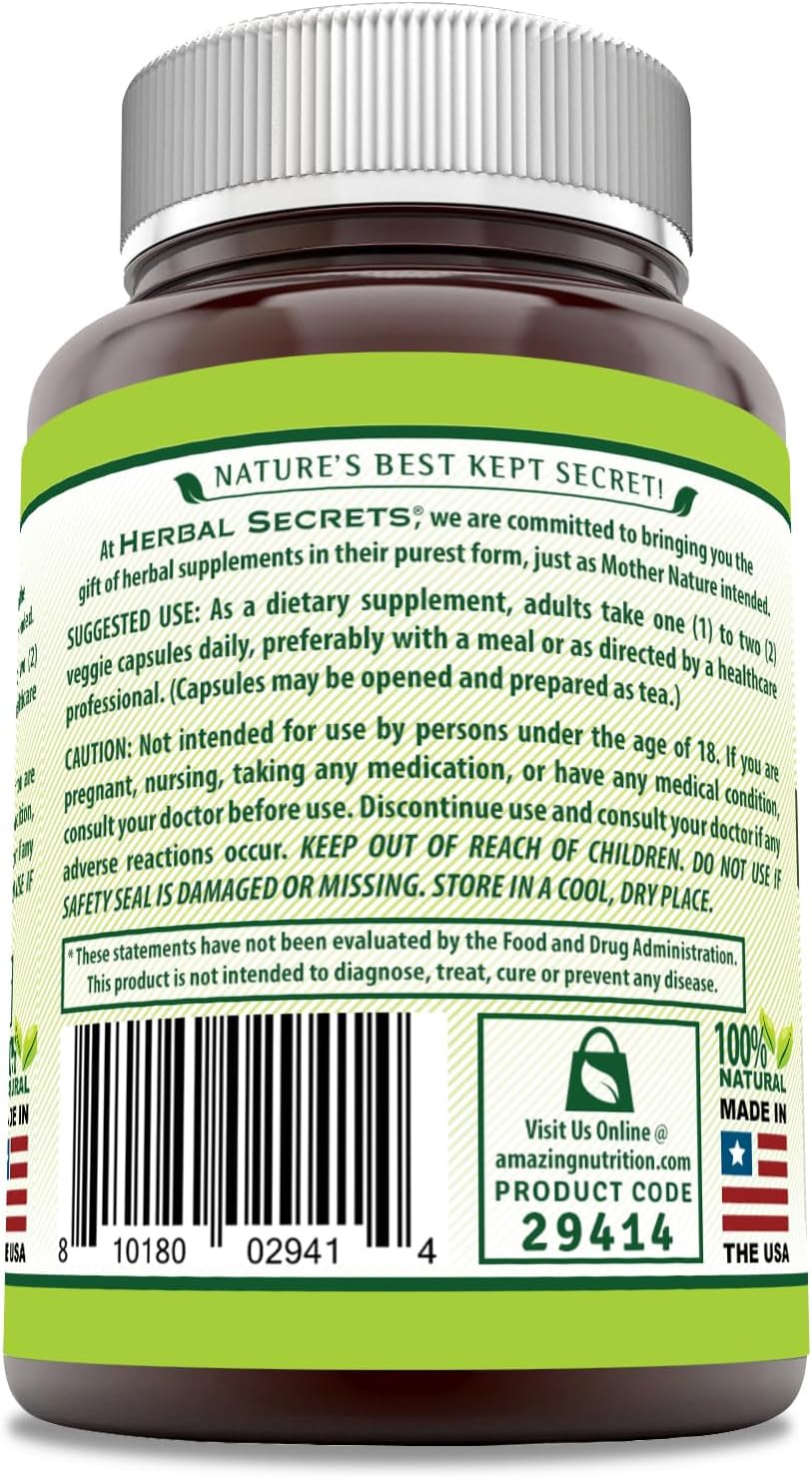 Herbal Secrets Suplemento de Raíz de Bardana | 425 mg por ración | 120 Cápsulas Vegetales | No GMO | Sin Gluten