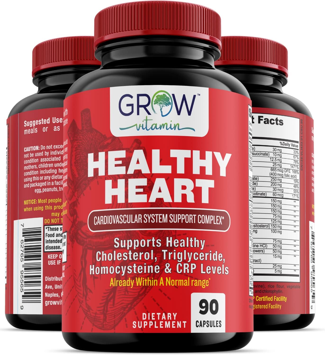 Heart Support Supplement, Promotes Cardiovascular Health, Triglyceride, Homocysteine, and CRP Levels, Natural Artery Cleanse, Made with 22 Premium Herbs & Vitamins