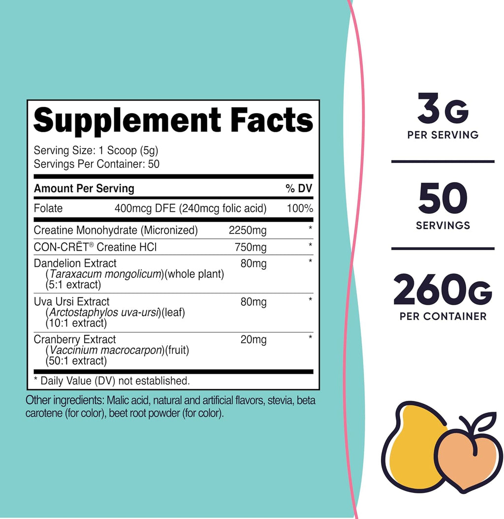 Nutricost Creatina Monohidrato en Polvo Micronizada, Sabor Melocotón Mango, 50 Servicios - Vegana, Sin Gluten