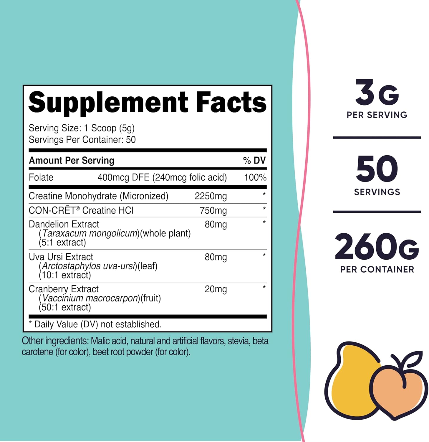 Nutricost Creatina Monohidrato en Polvo Micronizada, Sabor Melocotón Mango, 50 Servicios - Vegana, Sin Gluten