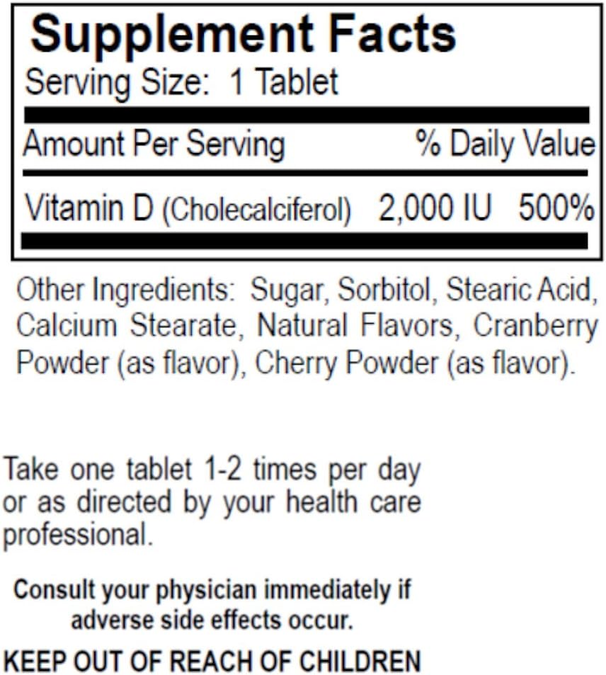 Dialyvite Vitamina D3 Masticable (2.000 UI) - Sabor Berry Burst - 90 Comprimidos
