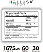 HGH-Releasing Support Supplement with L-Arginine & Ornithine | Nitric Oxide Support for Muscle Recovery, Energy & Performance | Amino Acid Complex with Vitamin B3 & Chromium | 60 Tablets
