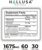 HGH-Releasing Support Supplement con L-Arginina y Ornitina | Apoyo para la Recuperación Muscular y el Rendimiento | Complejo de Aminoácidos con Vitamina B3 y Cromo | 60 Comprimidos