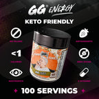 Gamer Supps GG Energy - Grandma's Ashes (100 Servicios) - Mezcla de energía y nootrópicos para gaming, baja en calorías, sin azúcar, con cafeína y vitaminas