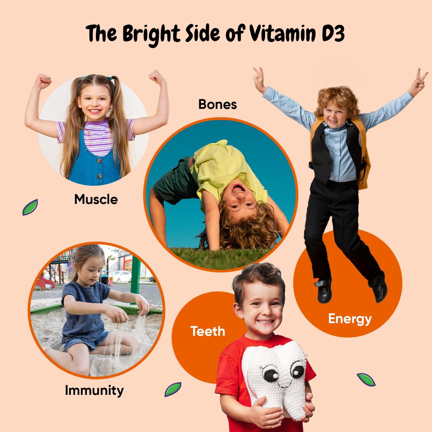 maxmedix Kids Vitamin D3 1000IU | 120 Gominolas de Vitamina D para Niños | Sabor Naranja Natural | Bajo en Azúcar | Sin Gluten | 4 Meses de Suministro