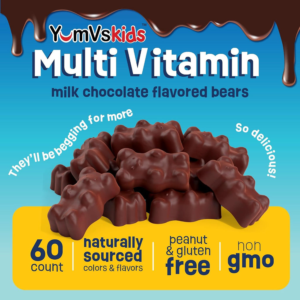 YUM-V'S Ositos de Chocolate Multivitamínicos para Niños - 60 Ositos de Chocolate Multivitamínicos