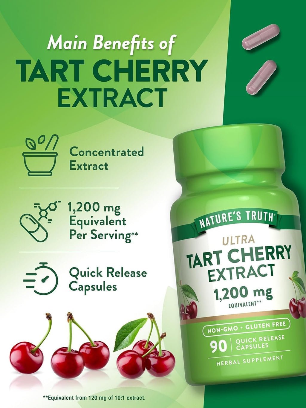 Nature's Truth Ultra Tart Cherry 1200 mg - 180 Cápsulas (2 Envases de 90)