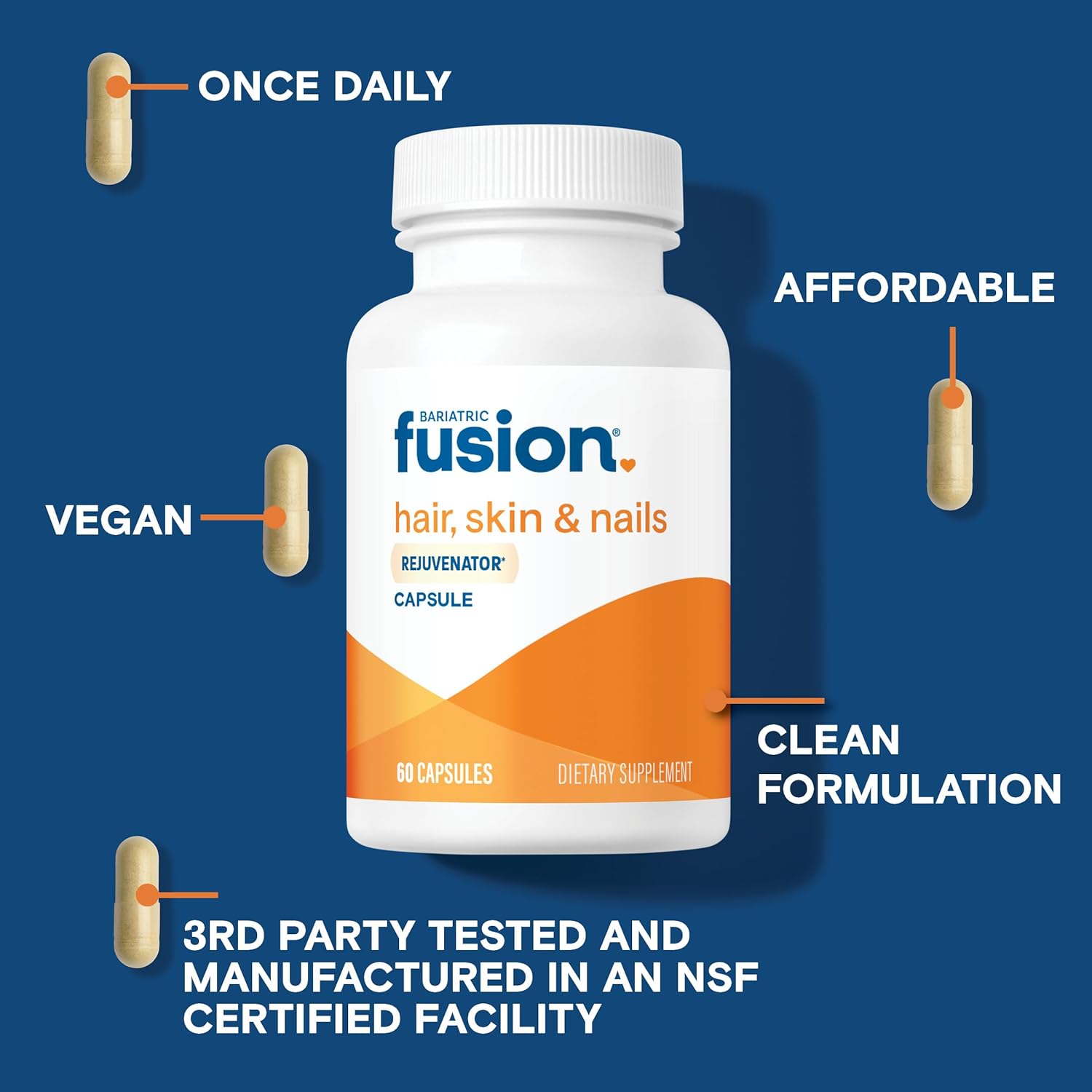 Bariatric Fusion REJUVENATOR - Vitaminas para Cabello, Piel y Uñas - 60 Cápsulas Veganas
