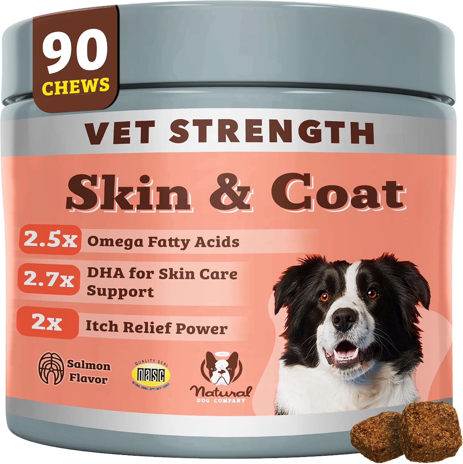 Natural Dog Company Omega Skin & Coat Chews para Perros – Fórmula Veterinaria