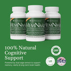 MemNivia Suplemento para la Memoria y Concentración | Fórmula con Cognivia®, Bacopa, Albahaca Santa y Jengibre | 60 Cápsulas