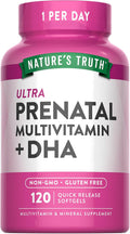 Nature's Truth Vitaminas Prenatales para Mujeres | 120 Softgels | Multivitamínico No-GMO y Sin Gluten con DHA y Ácido Fólico