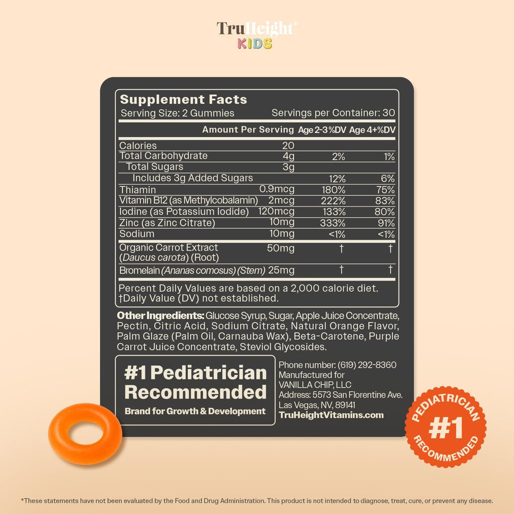 TruHeight Kids Gummies para Estimular el Apetito (Naranja, 2+ años)