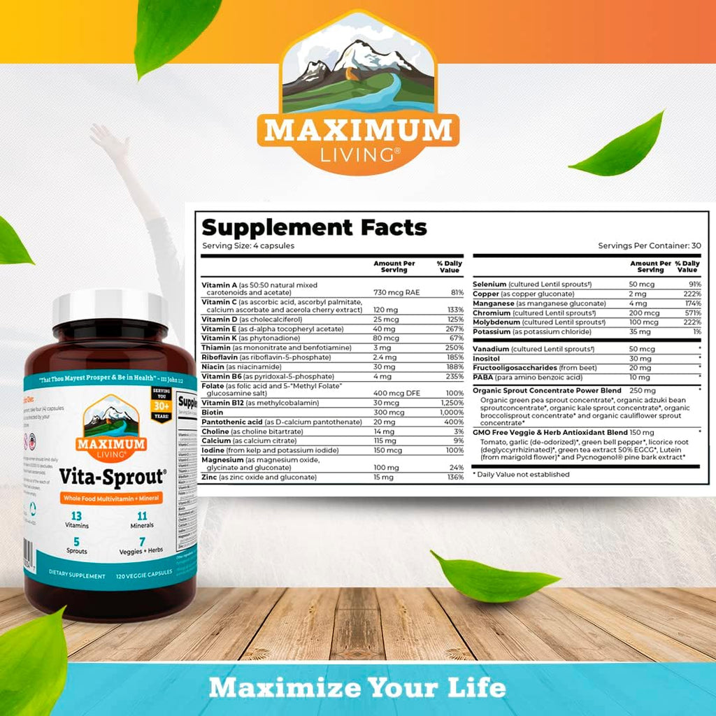 Vita-Sprout Whole-Food Multivitamin & Phytonutrient Blend, 120 Cápsulas