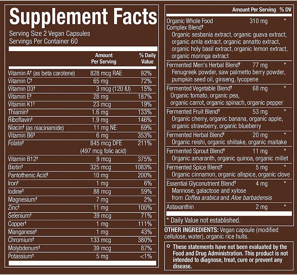 plnt Multivitamínico Fermentado de Alimentos Integrales para Hombres 50+ (120 Cápsulas Veganas)