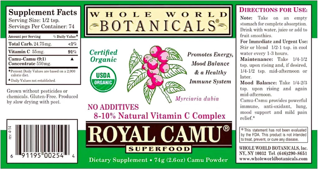 Royal Camu Camu Powder - Whole Fruit (Dark) Powder Natural Vitamin C Source